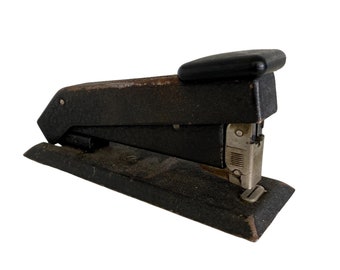 Vintage Retro 1940s Bostitch Model B5 Heavy Duty Steel Stapler Black Crackle