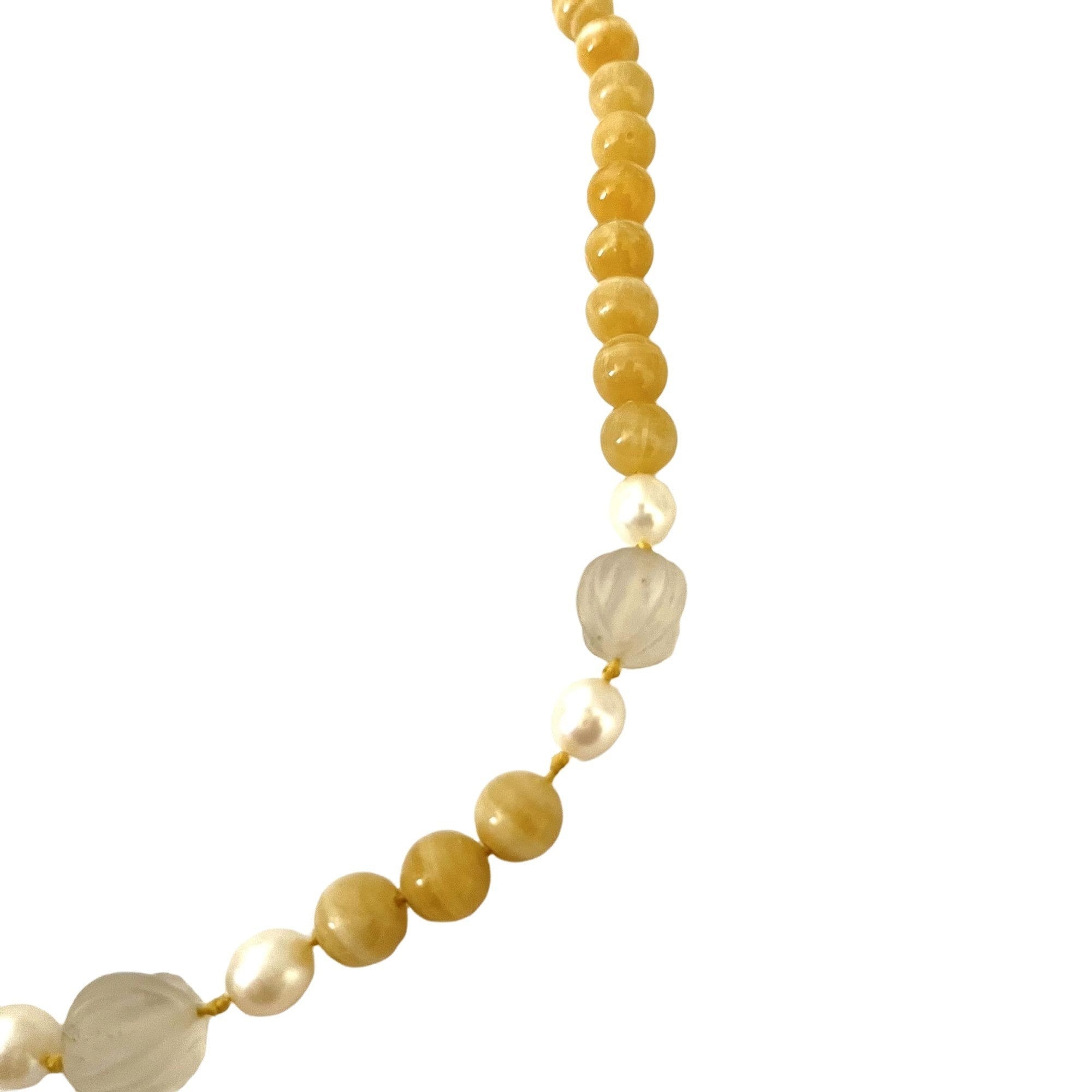 Collier Rétro Double Chaîne Avec Cabochon Style Ambre - Bijou Vintage, Occasion (5048)