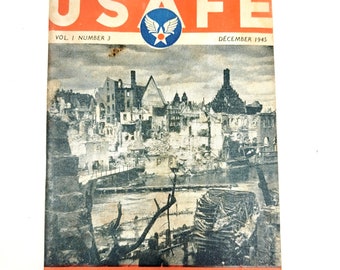 Vintage USAFE Vol 1 Number 3 December 1945 WWII Booklet Letter Military Soldiers