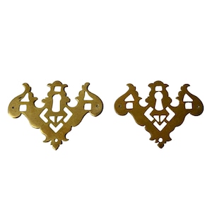 Antique Chippendale Colonial Keyhole Backplate Escutcheon Hardware Set of 2