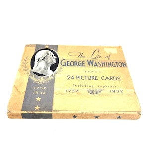 Vintage George Washington Picture 24 Cards 1732 1932 Black And White Paintings