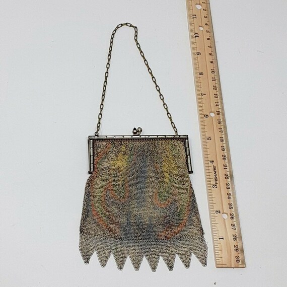 1920's Antique Enameled Mesh Dresden Flapper Purs… - image 8