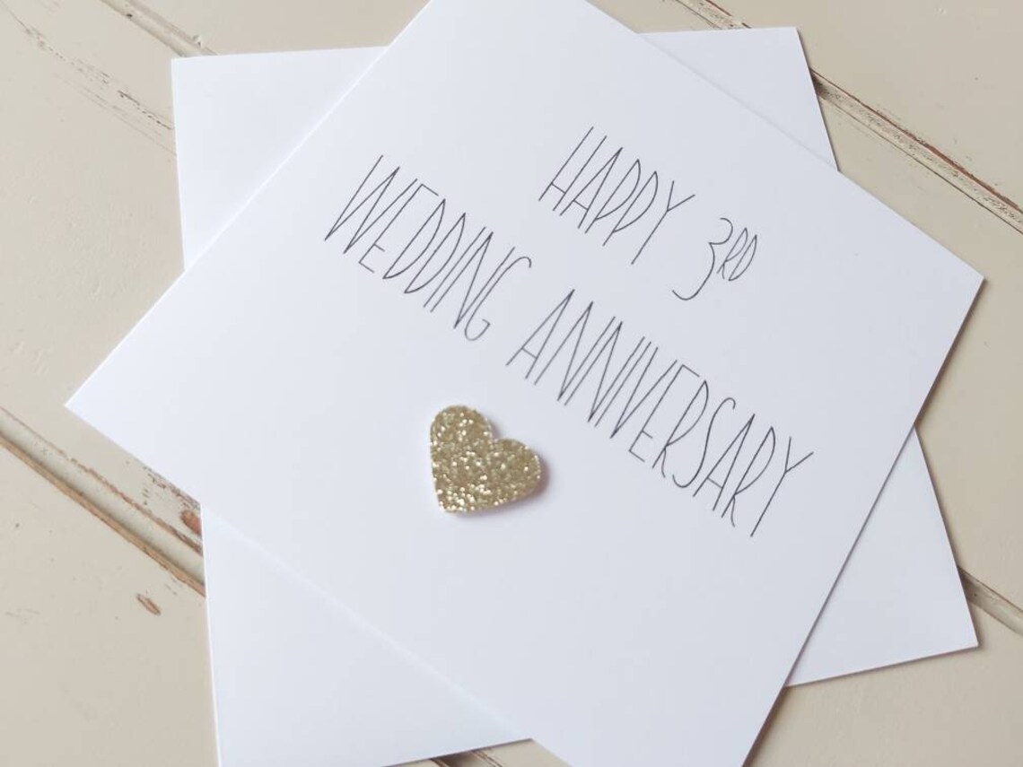 Happy 3rd Wedding Anniversary Card. Beautiful and elegant | Etsy