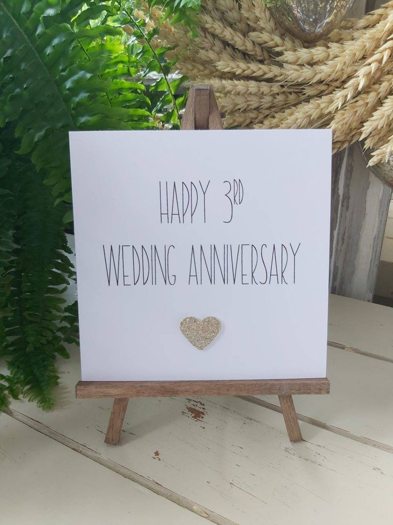 Happy 3rd Wedding Anniversary Card. Beautiful and elegant Etsy