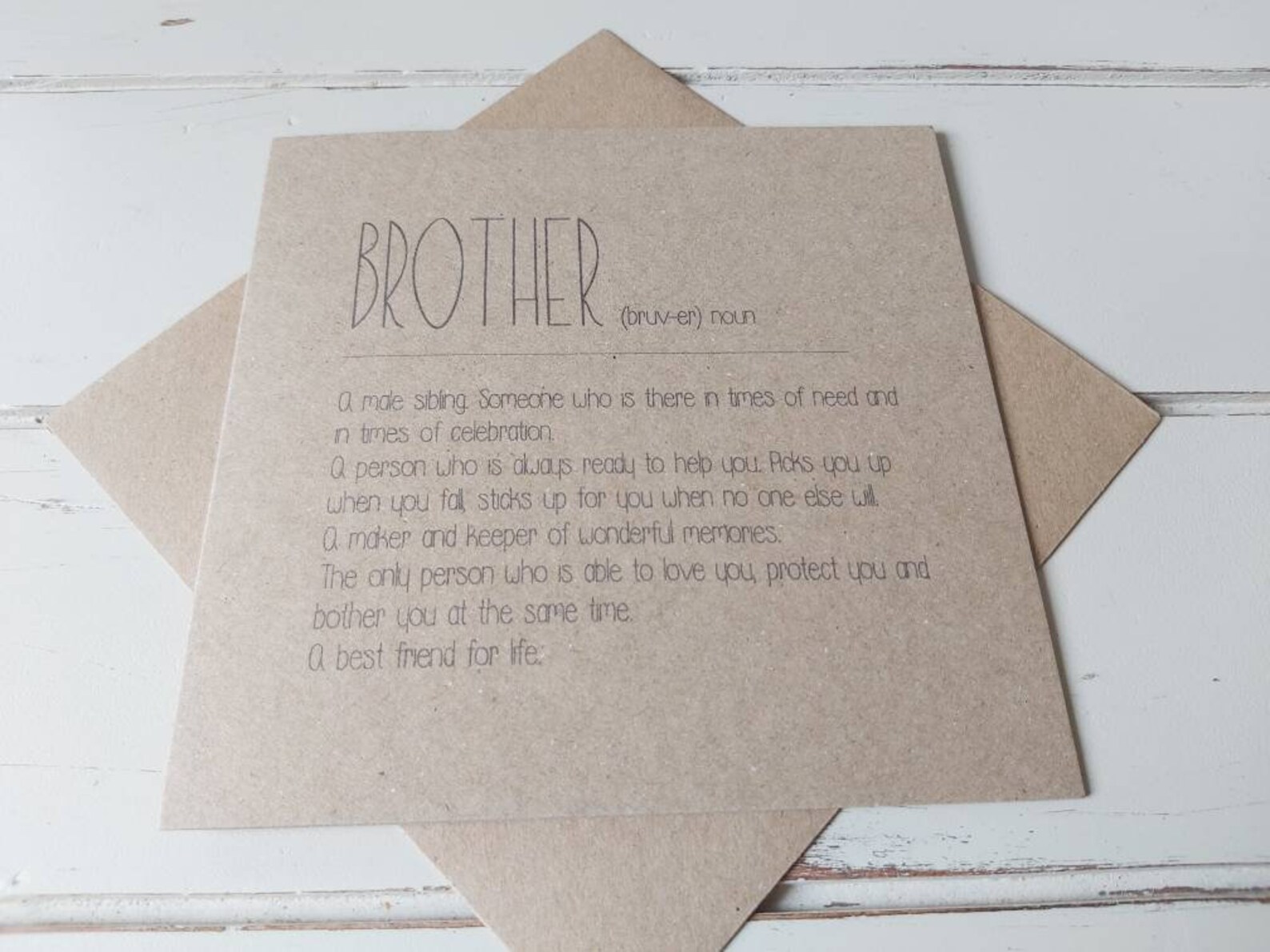 Brother Card. Brother Noun And Meaning. Card for Brother. Etsy