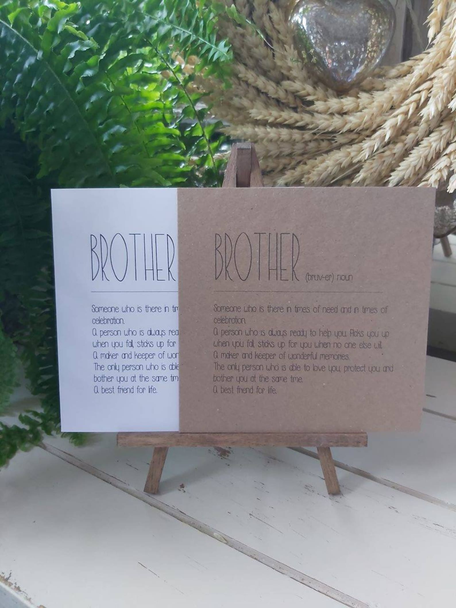 Brother Birthday Card. Brother Noun and Meaning Card. Birthday Etsy