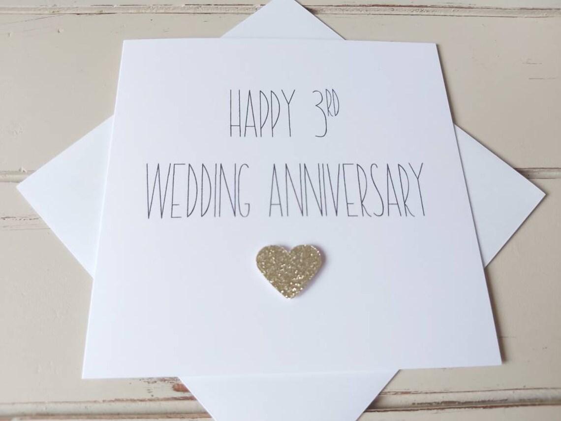 Happy 3rd Wedding Anniversary Card. Beautiful and elegant | Etsy