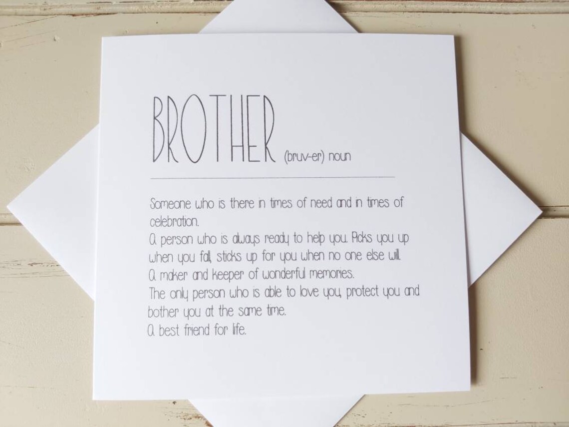 Brother Card. Brother Noun And Meaning. Card for Brother. Etsy