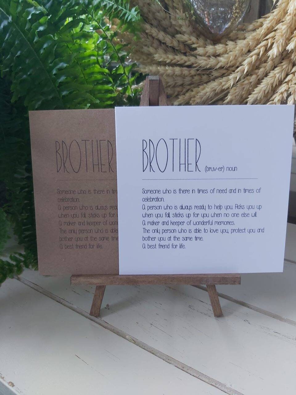 Brother Birthday Card. Brother Noun and Meaning Card. Birthday Etsy