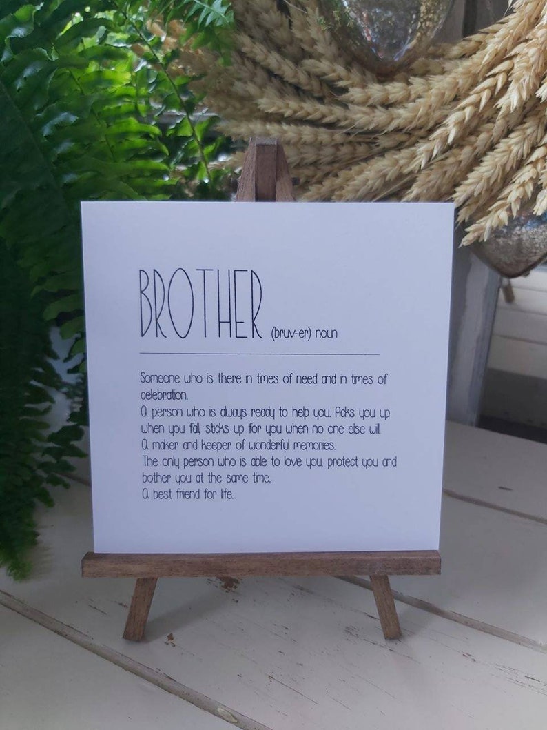 Brother Birthday Card. Brother Noun and Meaning Card. Birthday Etsy