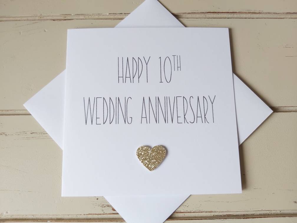 Happy 10th Wedding Anniversary Card. Beautiful and elegant | Etsy
