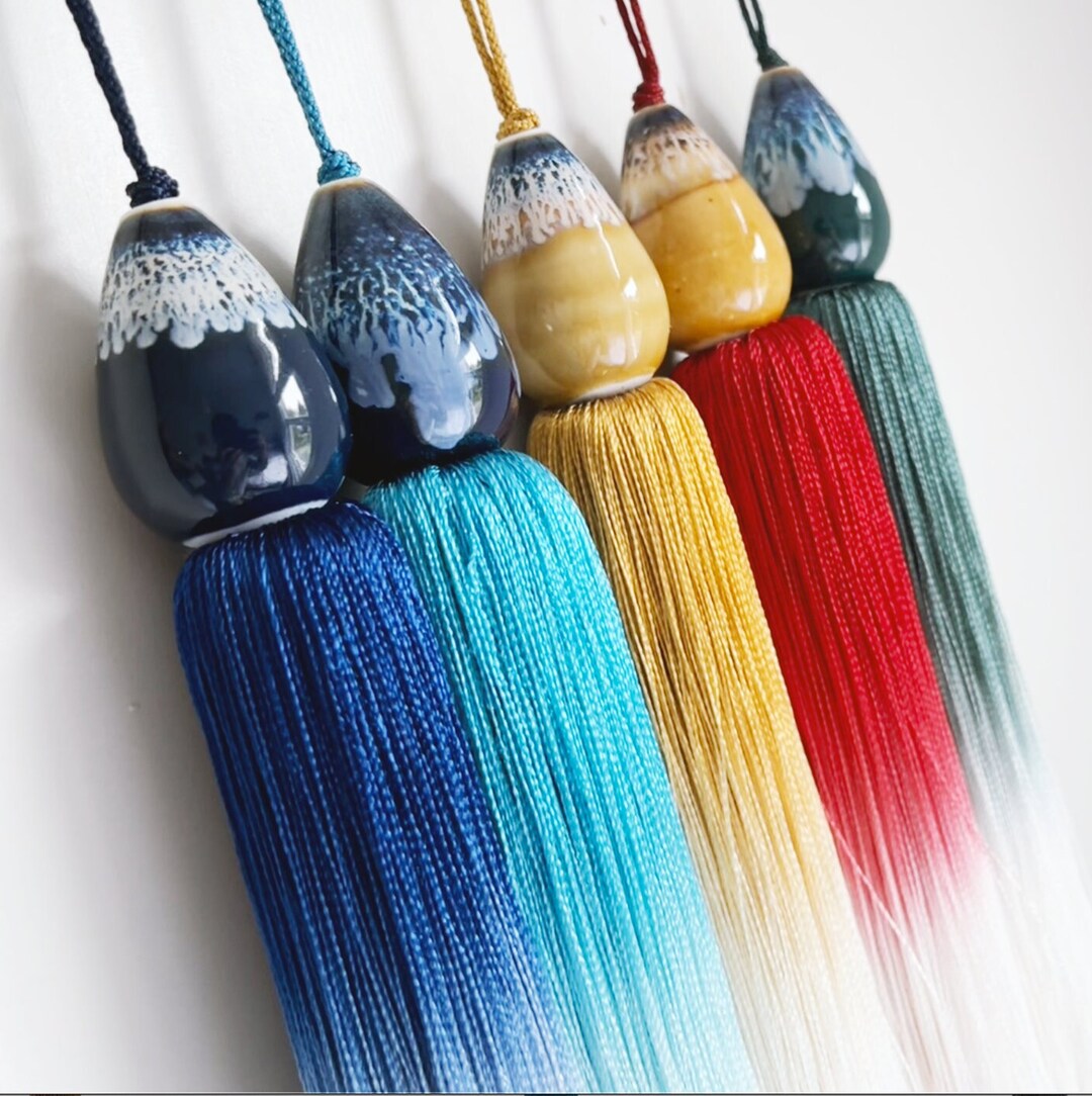 Jones Bali Key Tassel - Beige/Natural, Single Piece, Boho Style Keychain Or Cushion Decoration