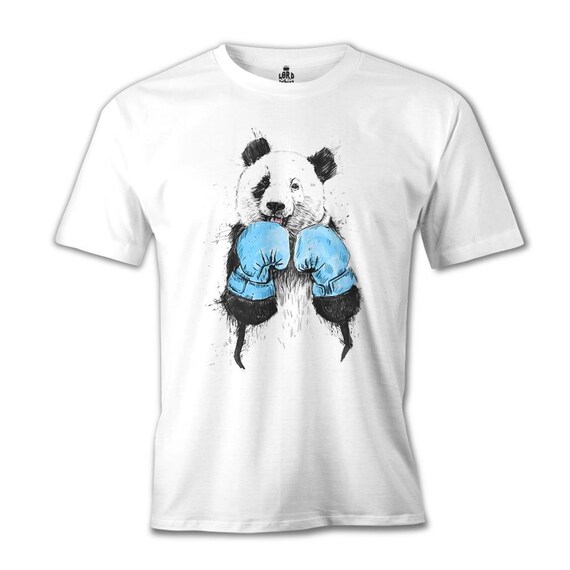 Panda Boxing White Men T-shirt Women T 