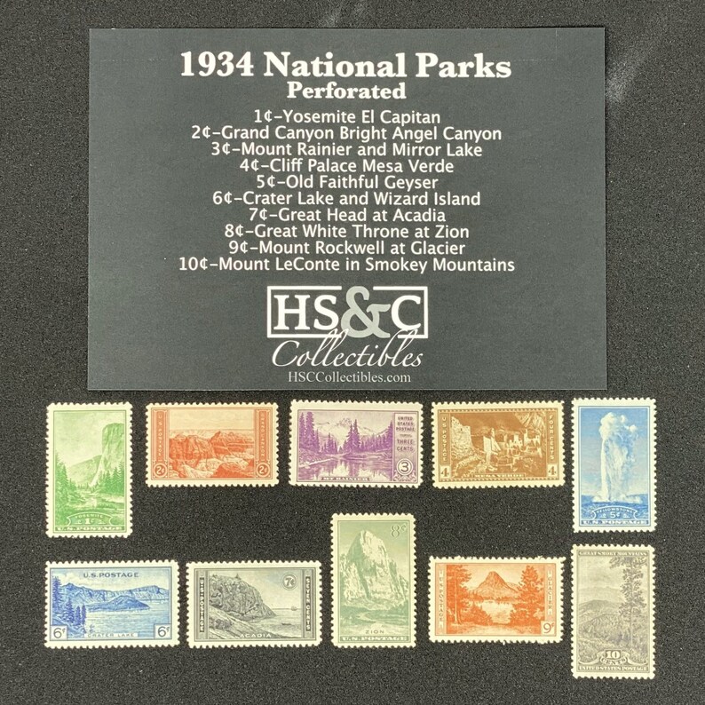 USPS 1934 National Parks Year Issue Perforated Stamp Etsy