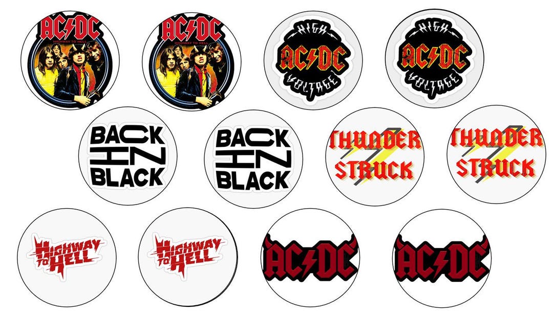 12 X ACDC Themed Edible Cupcake & Cocktail Toppers - Etsy