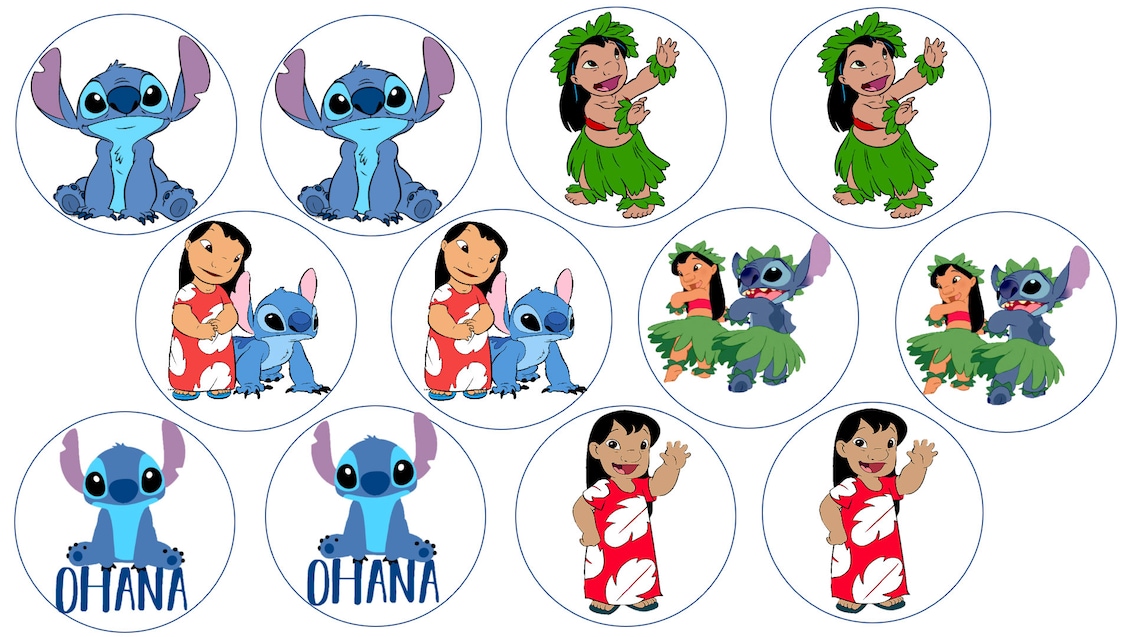 12 x Lilo and Stitch Cupcake Toppers Edible Ohana Birthday | Etsy