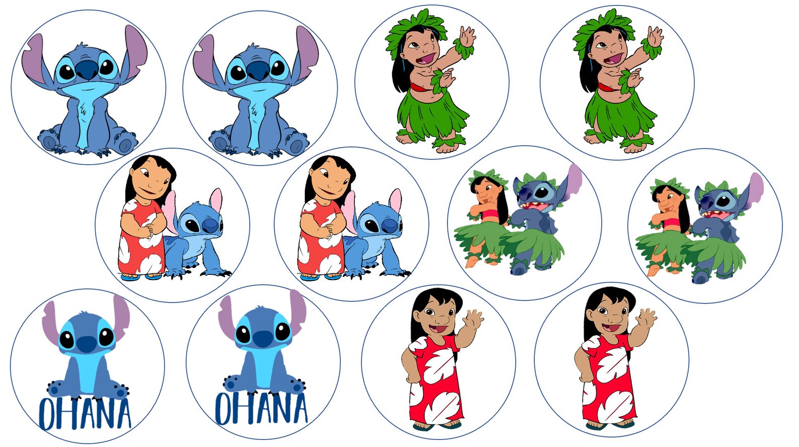 12 x Lilo and Stitch Cupcake Toppers Edible Ohana Birthday Etsy