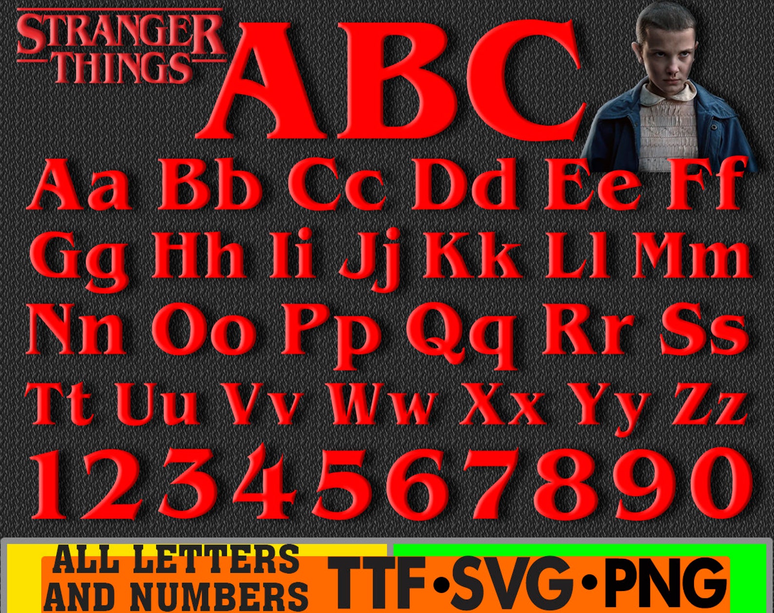Font Movie Letters And Numbers SVG PNG Stranger Things Clipart Etsy