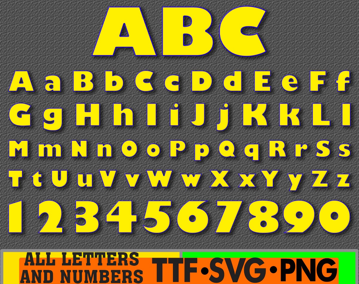 Font Cartoon Letters and Numbers SVG PNG Clipart Bundle Svg PNG Bundle ...
