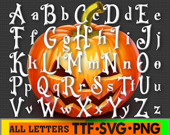 Halloween Alfabeto Lettere spaventose SVG PNG Horror Clipart Bundle Svg PNG Halloween Bundle per Cricut Silhouette File Instant Download Digitale