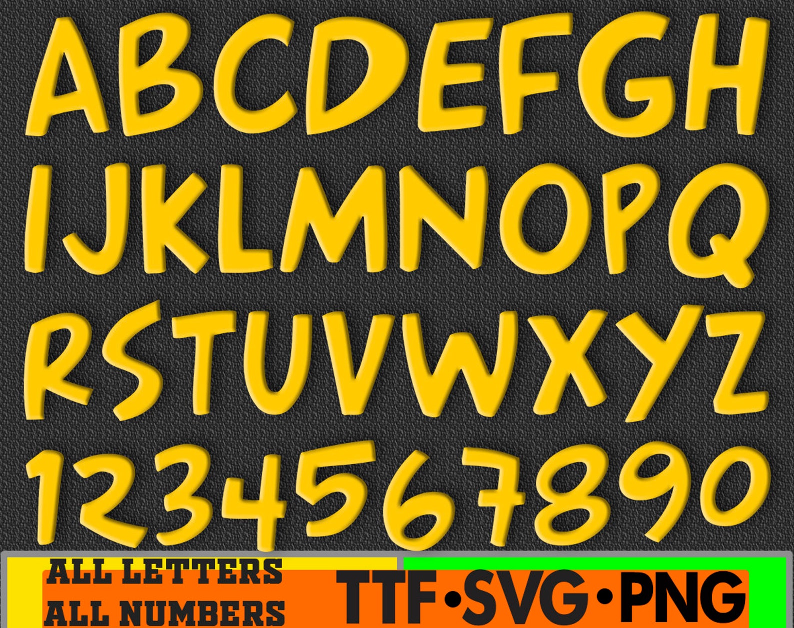 Font cartoon Letters and Numbers SVG PNG Clipart Bundle Svg | Etsy