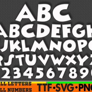 Font cartoon Letters and Numbers SVG PNG Clipart Bundle Svg PNG Bundle For Cricut Silhouette File Instant Download Digital