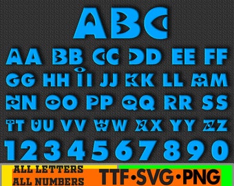 Schrift Cartoon Buchstaben und Zahlen SVG PNG Monster Clipart Bundle Svg PNG Bundle Für Cricut Silhouette Datei Instant Download Digital TV Show