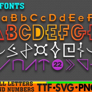 フォント漫画文字と数字SVG PNGクリップアートバンドルSVG PNGバンドルCricutシルエットファイル用インスタントダウンロードデジタル