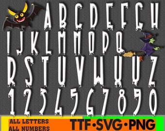 Halloween Alfabeto Lettere spaventose SVG PNG Horror Clipart Bundle Svg PNG Halloween Bundle per Cricut Silhouette File Instant Download Digitale