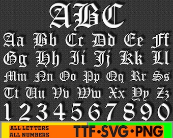 OLD ENGLISH FONT Svg, Old English Alphabet Svg, Old English Letters and  Numbers Svg for Cricut 