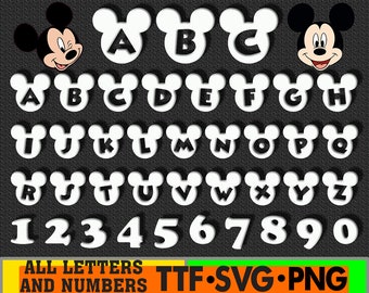 Font cartoon Letters and Numbers SVG PNG Mouse Clipart Bundle Svg PNG Bundle For Cricut Silhouette File Instant Download Digital tv show