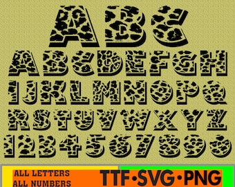 Fuente Leopard ttf svg Fuente leopardo png Fuente animal svg Alfabeto leopardo svg Letras leopardo svg Fondo Leopard svg para Cricut