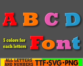 Font cartoon Letters and Numbers SVG PNG vector Font Svg PNG Bundle For Cricut Silhouette File Instant Download Digital birthday font svg