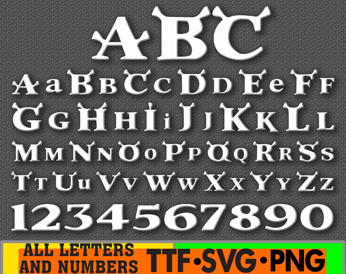 Shrek Svg Font Letters Alphabet Shrek Birthday Party Digital 