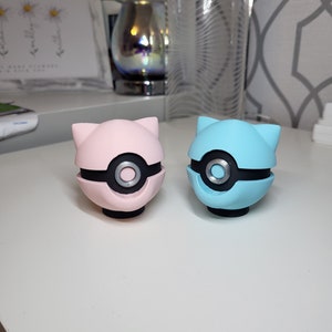 Mew Pokeball - Mew Theme Pokemon Pokeball. Shiny Mew. Full Colour Pokemon custom colours and sizes. 3D Printed Pokeball