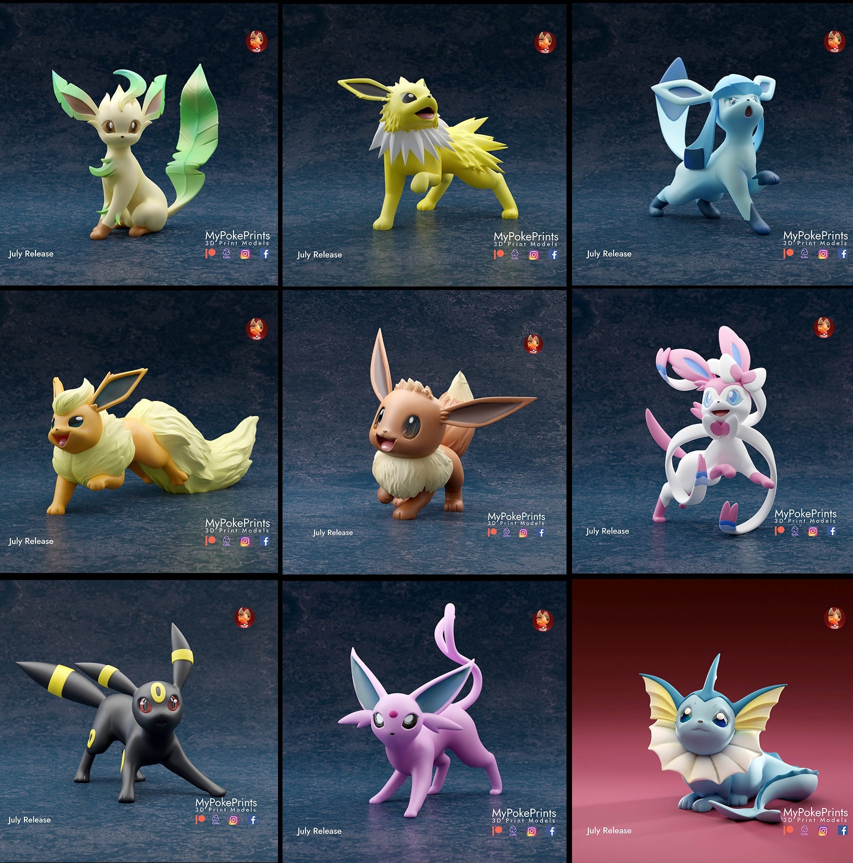 Pokemon Eevee E Suas Evoluções De Plastico