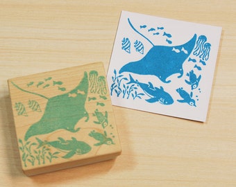 Devil Heart Rubber Stamp Mounted Wood Block Art Stamp