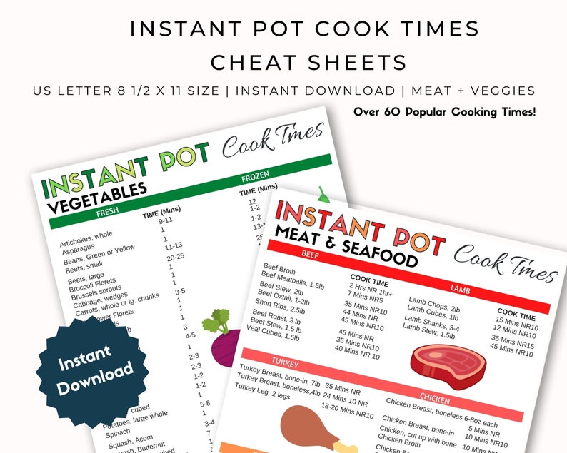 Instant Pot Cooking Times PDF Instant Pot Cheat Sheet Instant Pot Time