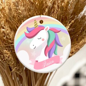 Unicorn Christmas Ornament - Girls Unicorn Ornament, Personalized Rainbow Unicorn Ornament, Baby Girls Unicorn First Christmas Ornament
