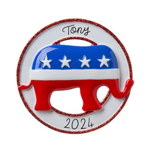 Republican Elephant Ornament - Politics Ornament 2024 Ornament -- Personalized