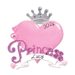 Princess Heart Ornament - Princess Ornament 2024 Ornament -- Personalized