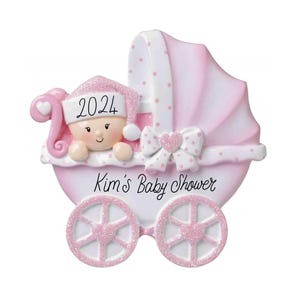 Baby Girl Ornament - Pink Girl Baby Shower Gift Ornament 2024 Ornament -- Personalized