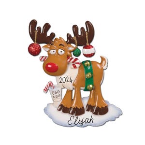 Christmas Moose Ornament - Kids Moose Ornament 2024 Ornament -- Personalized