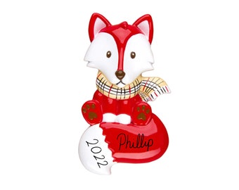 Red Fox Personalized Ornament - Hand Personalized Christmas Ornament, Nursery Fox Christmas Tree Holiday Gift Decor, Custom Fox Lover Gift