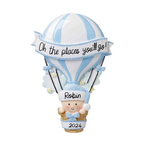 2024 Baby Boy Ornament Personalized - Boy Baby&#39;s My First Christmas Ornament, Hot Air Balloon Baby Ornament, New Baby Shower Christmas Gift
