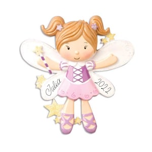 Angel Ornament - Personalized Gold White Angel Girl Ornament, Christmas Tree Holiday Gift Angel Figurine Baptism Baby Girl Ornament