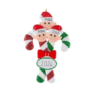 2024 Family Ornament - Candy Cane Ornament, Personalized Family Christmas Ornament,