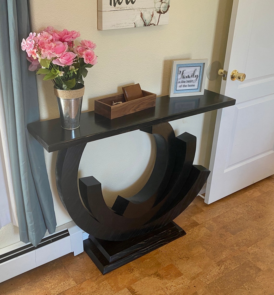 Curved Leg Wood Console Table Modern Console Table Sofa Etsy