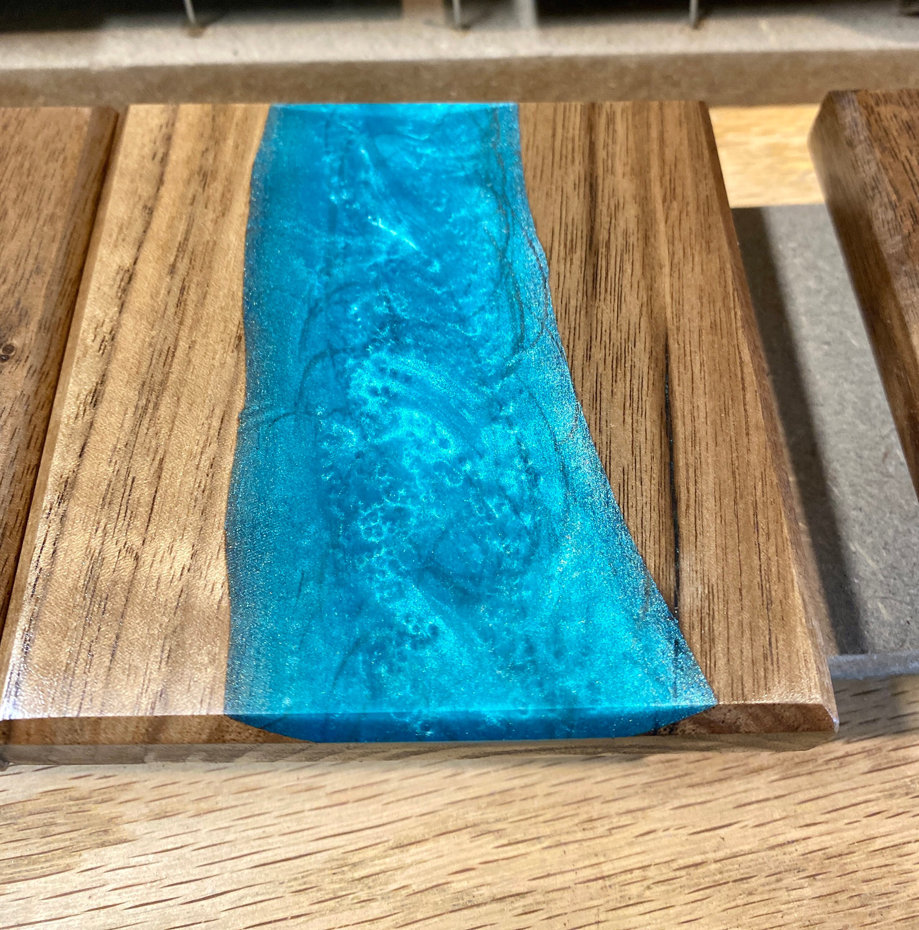 Walnut Epoxy River Coasters Set of Five With Holder Etsy