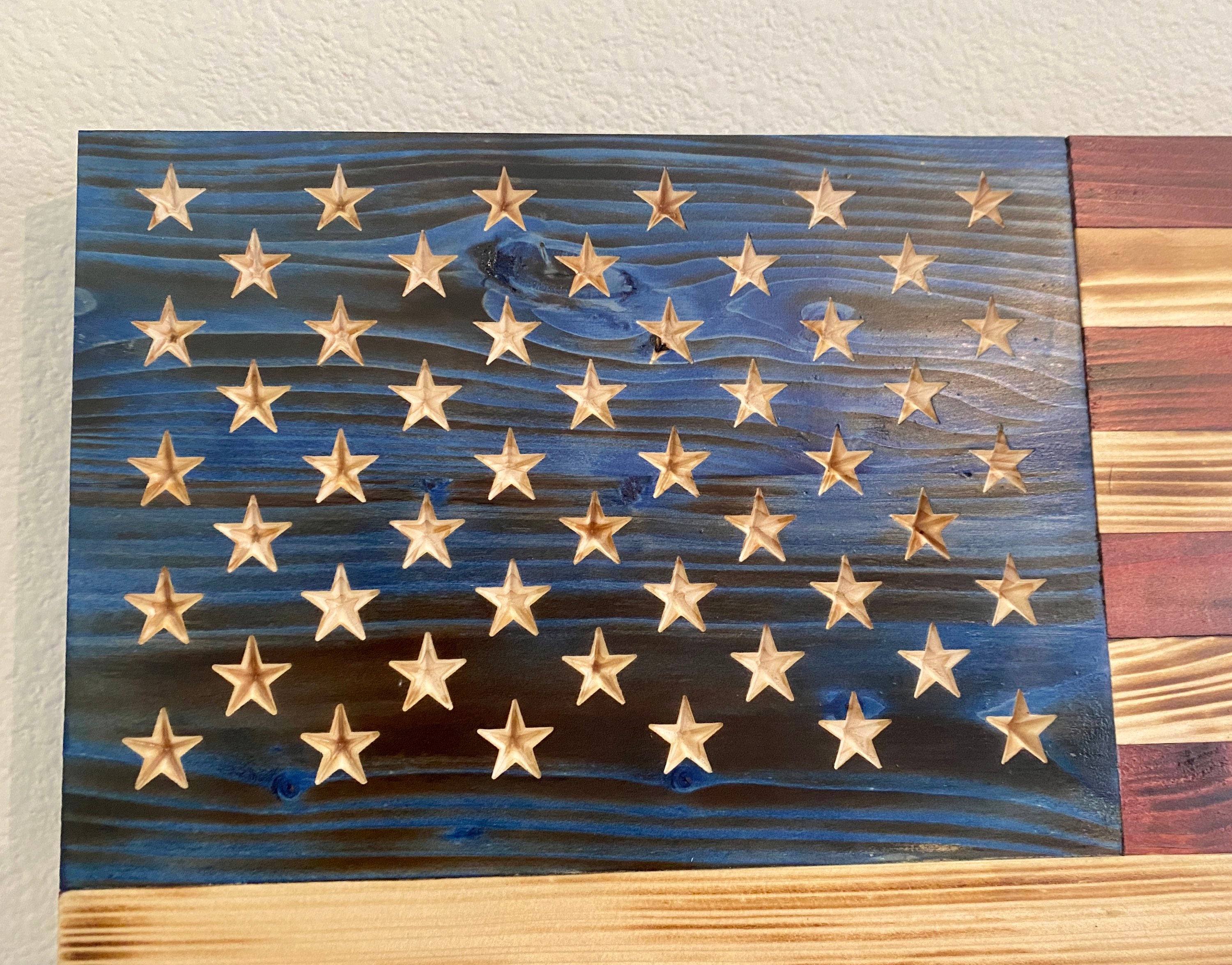 Rustic Burnt American Flag Custom Wood Flag Etsy